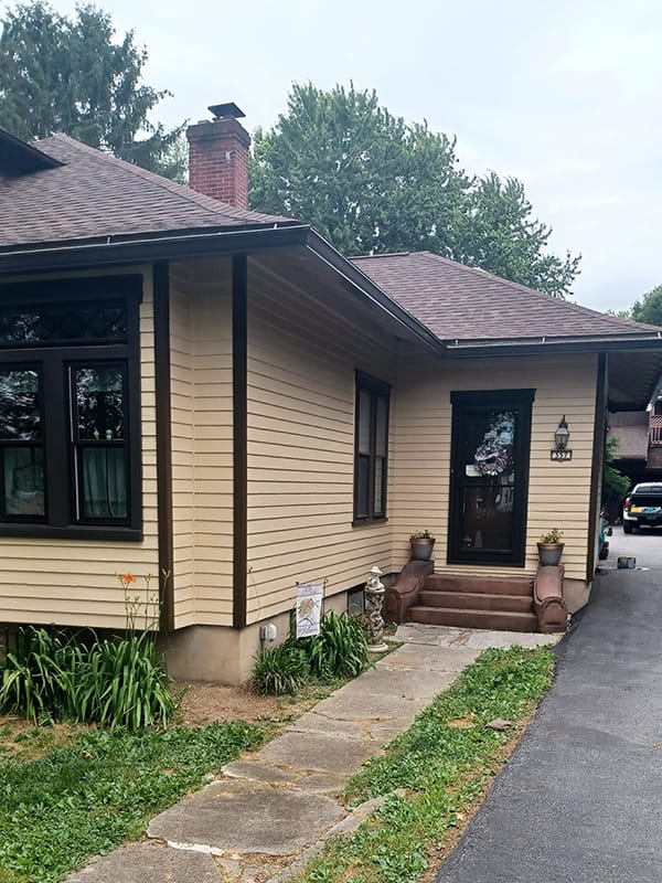 Chimney restoration with fresh coating and repair work after results