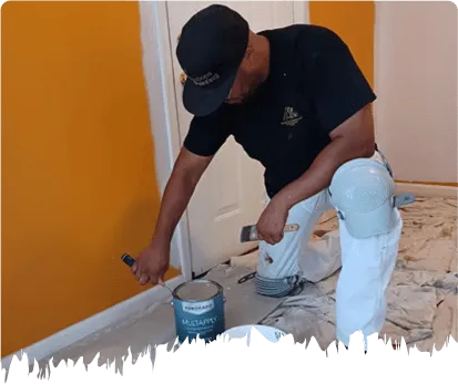 Experienced painter working on custom painting residential project